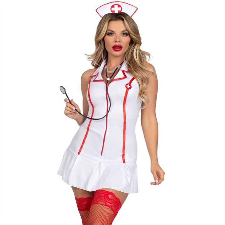 LEG AVENUE - HEAD NURSE COSTUME WHITE M/L - D-242000 - Teknashop Ltd