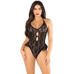 LEG AVENUE - BODY WITH BOW & RUFFLES BLACK ONE SIZE - D-242041 - Teknashop Ltd