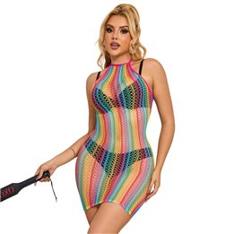 SUBBLIME - 952341 RAINBOW FISHNET DRESS ONE SIZE - D-241383 - Teknashop Ltd