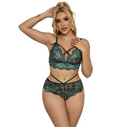 SUBBLIME - 954086 BRA + PANTIES LACE GREEN S/M - D-242185 - Teknashop Ltd