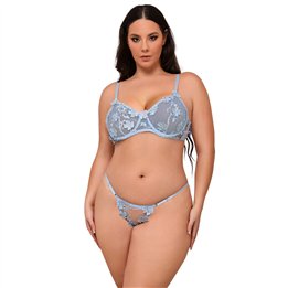 SUBBLIME - 957636 FLOWER EMBROIDERED BRA AND PANTIES SET SKY BLUE L/XL - D-242928 - Teknashop Ltd