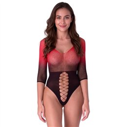 PASSION - BS118 BLACK AND RED MESH BODYSTOCKING - D-245607 - Teknashop Ltd