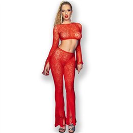 CHILIROSE - CR 4648 TOP & PANT RED S/L - D-239059 - Teknashop Ltd