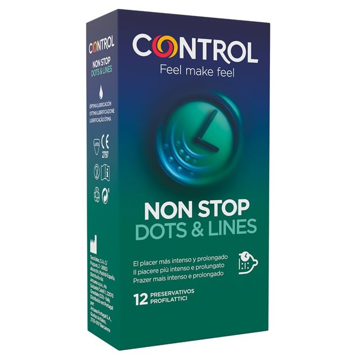 CONTROL - NONSTOP DOTS AND LINES CONDOMS 12 UNITS - D-194282 - Teknashop Ltd