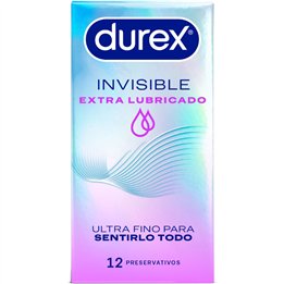 DUREX - EXTRA LUBRICATED INVISIBLE CONDOMS 12 UNITS - D-208301 - Teknashop Ltd