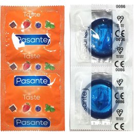 PASANTE - CONDOMS FLAVOR BLUEBERRY BAG 144 UNITS - D-236434 - Teknashop Ltd