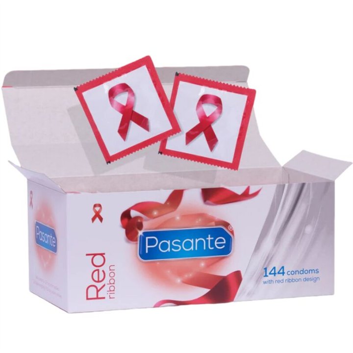 PASANTE - RED RIBBON NATURELLE SHAPED FIT CONDOMS 54 MM 144 UNITS - D-241824 - Teknashop Ltd