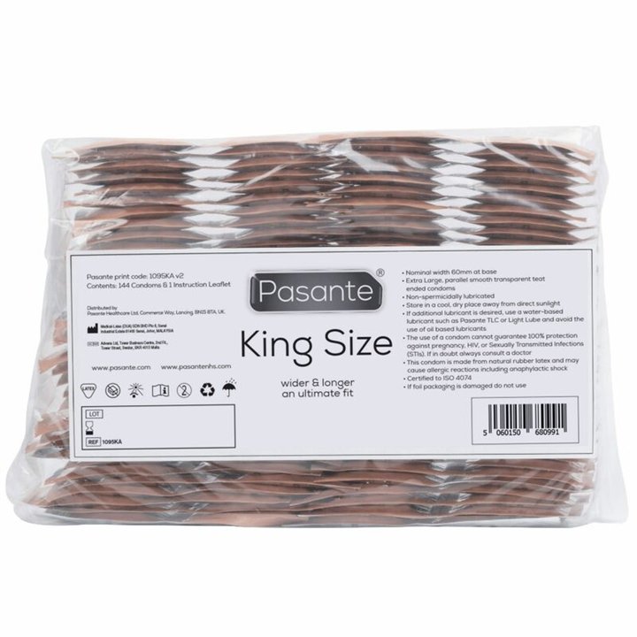 PASANTE - CONDOMS KING SIZE BAG 144 UNITS - D-228842 - Teknashop Ltd