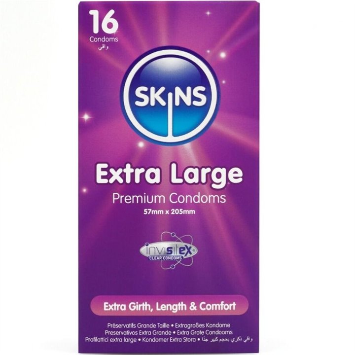 SKINS - EXTRA LARGE PREMIUM CONDOMS PACK 16 - D-244415 - Teknashop Ltd