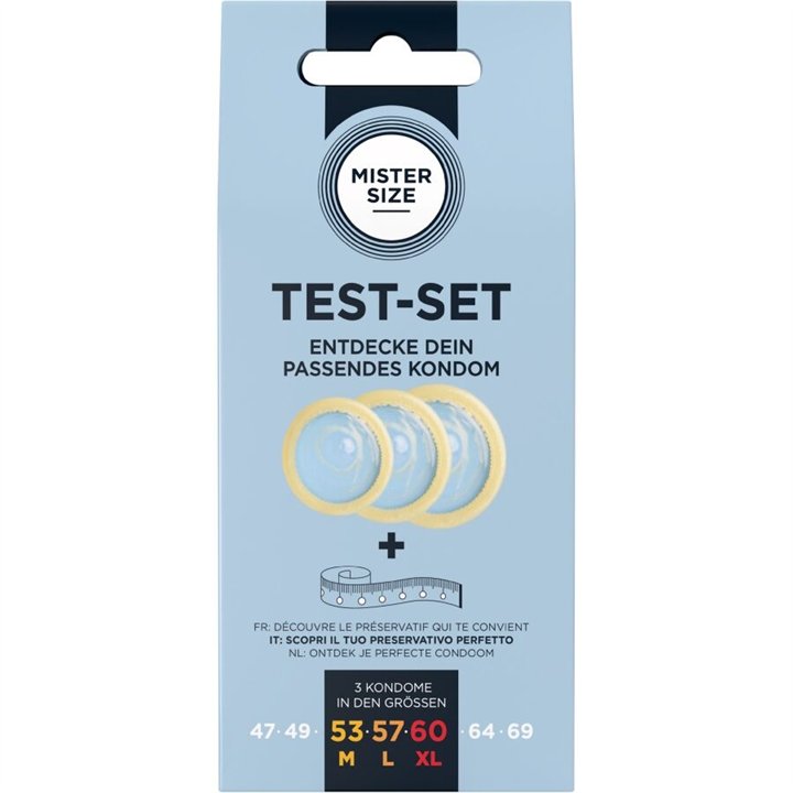 MISTER SIZE - TEST SET 3 DIFFERENT SIZED CONDOMS + MEASURING TAPE - D-244851 - Teknashop Ltd