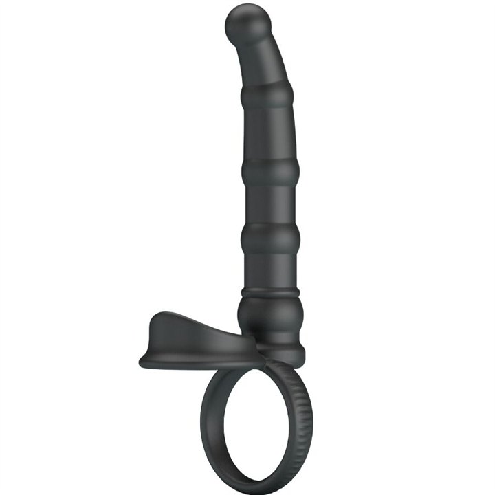 PRETTY LOVE - TATUM VIBRATING PENIS RING WITH PLUG 10 VIBRATIONS BLACK - D-242910 - Teknashop Ltd