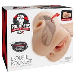 PDX PLUS - DOUBLE POUNDER VIBRATING SQUEEZE STROKER LIGHT 20.5 CM - D-246187 - Teknashop Ltd