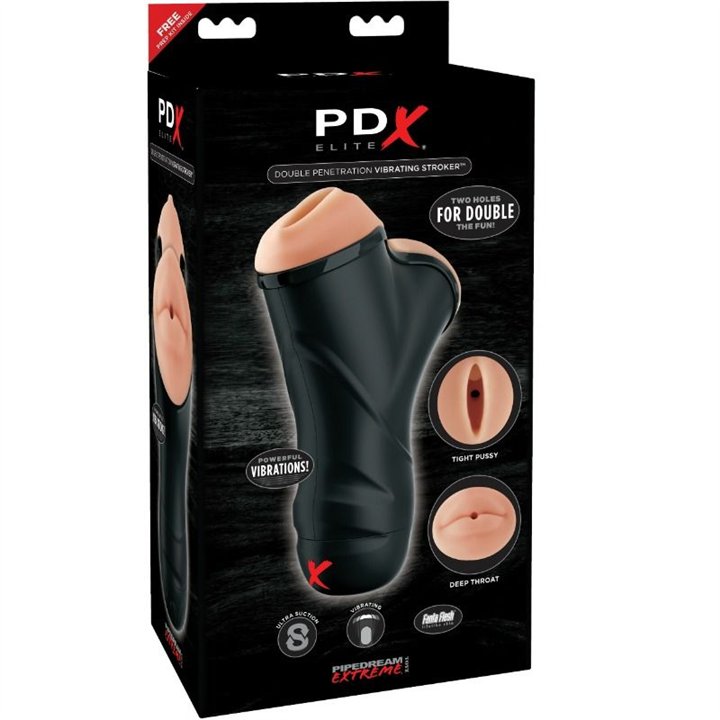 PDX ELITE - DOUBLE PENETRATION VIBRATING STROKER - RD508 - Teknashop Ltd