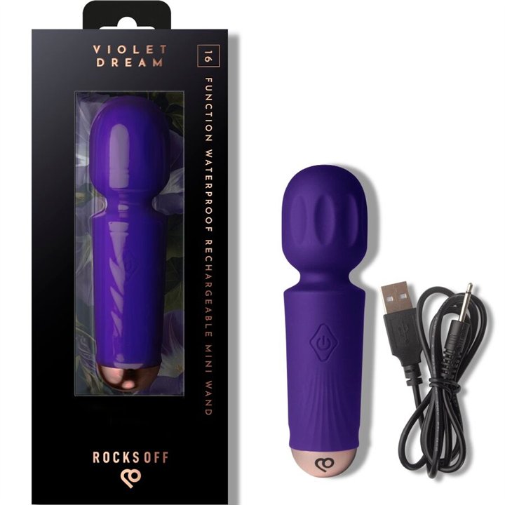 ROCKS-OFF - MINI RECHARGEABLE WAND 16 FUNCTIONS VIOLET DREAM - D-244964 - Teknashop Ltd