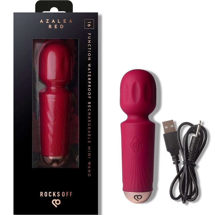 ROCKS-OFF - MINI RECHARGEABLE WAND 16 FUNCTIONS AZALEA RED - D-244965 - Teknashop Ltd