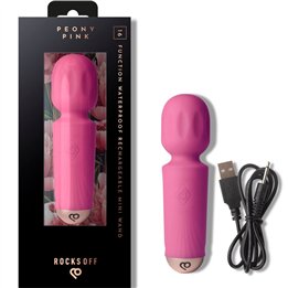 ROCKS-OFF - MINI RECHARGEABLE WAND 16 FUNCTIONS PEONY PINK - D-244966 - Teknashop Ltd