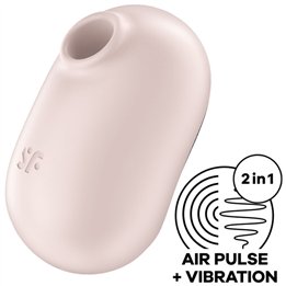 SATISFYER - PRO TO GO 2 DOUBLE AIR PULSE STIMULATOR & VIBRATOR BEIGE - D-232791 - Teknashop Ltd