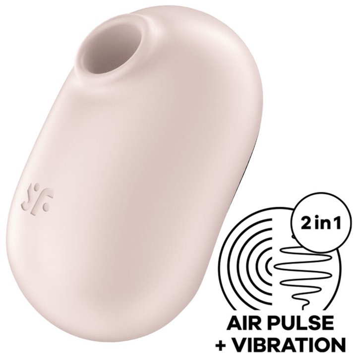 SATISFYER - PRO TO GO 2 DOUBLE AIR PULSE STIMULATOR & VIBRATOR BEIGE - D-232791 - Teknashop Ltd