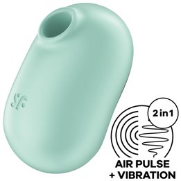 SATISFYER - PRO TO GO 2 DOUBLE AIR PULSE STIMULATOR & VIBRATOR GREEN - D-232792 - Teknashop Ltd