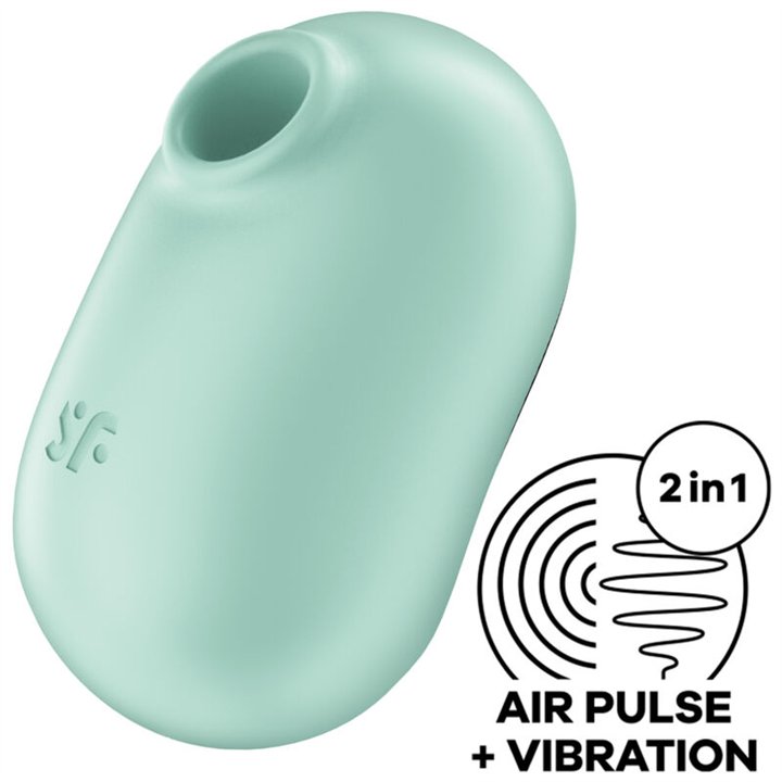 SATISFYER - PRO TO GO 2 DOUBLE AIR PULSE STIMULATOR & VIBRATOR GREEN - D-232792 - Teknashop Ltd
