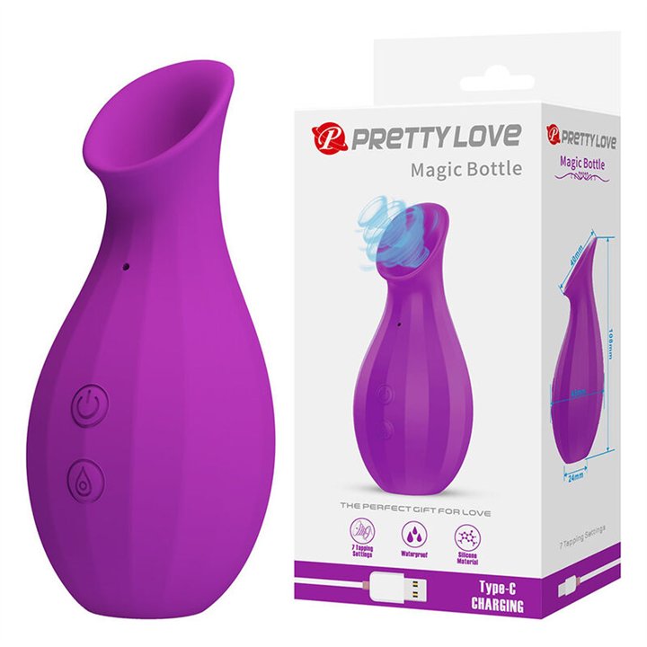 PRETTY LOVE - MAGIC BOTTLE RECHARGEABLE CLITORAL SUCTION STIMULATOR PURPLE - D-246075 - Teknashop Ltd