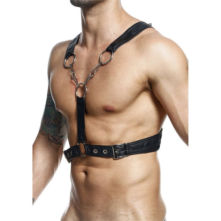 MOB - DNGEON CROSSED BLACK CHAIN HARNESS ONE SIZE - D-243419 - Teknashop Ltd