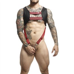 MOB - DNGEON HARNESS WITH RED PENIS RING ONE SIZE - D-243437