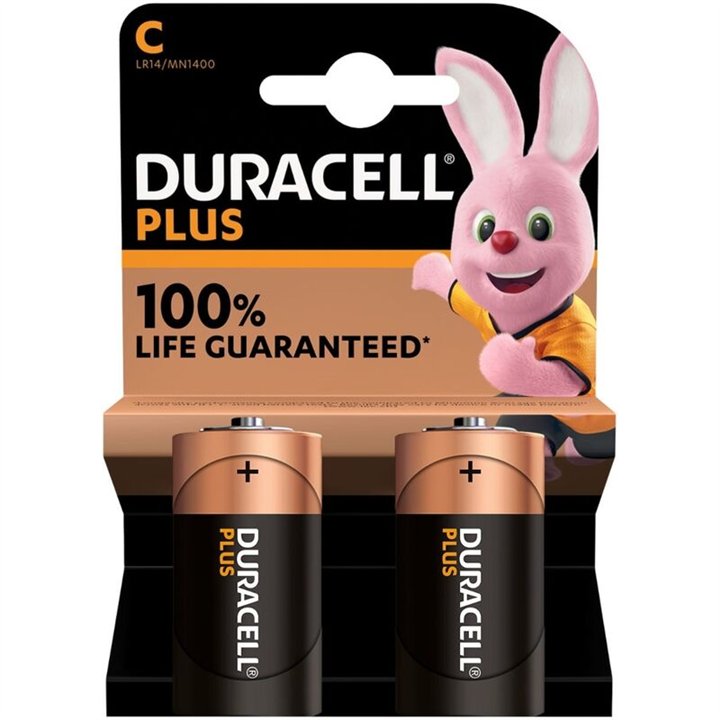 DURACELL - PLUS POWER BATTERY ALCALINA C LR14 2 UNITS - D-225363 - Teknashop Ltd