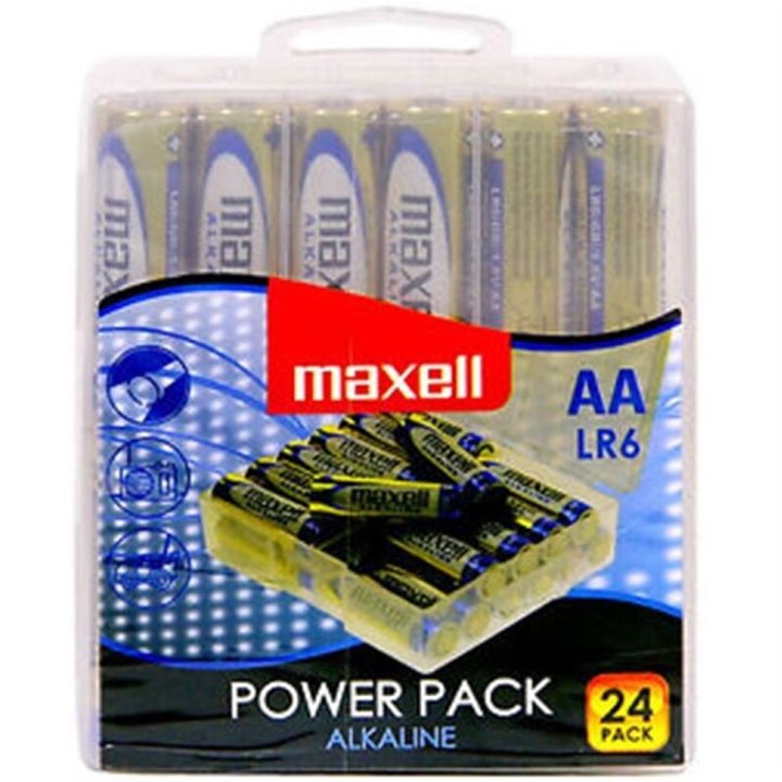 MAXELL - ALKALINE BATTERY AA LR6 PACK * 24 BATTERIES - D-227514 - Teknashop Ltd