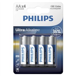 PHILIPS - ULTRA ALKALINE BATTERY AA LR6 4 UNIT - D-230465 - Teknashop Ltd