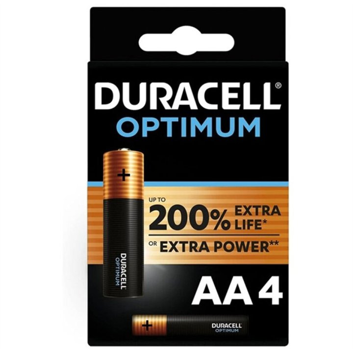 DURACELL - OPTIMUM 200 ALKALINE BATTERY AA LR6 4 UNIT - D-231868 - Teknashop Ltd