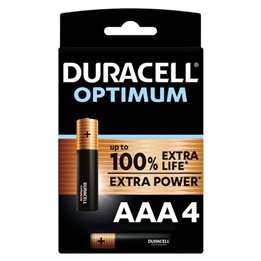 DURACELL - OPTIMUM 200 ALKALINE BATTERY AAA LR03 4 UNIT - D-231869 - Teknashop Ltd