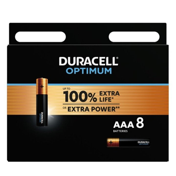 DURACELL - OPTIMUM ALKALINE BATTERY AAA LR03 8 UNIT - D-231871 - Teknashop Ltd