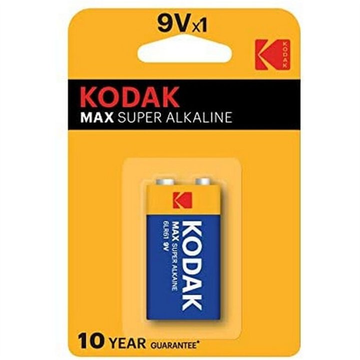 KODAK - MAX ALKALINE BATTERY 9V LR61 - D-231875 - Teknashop Ltd