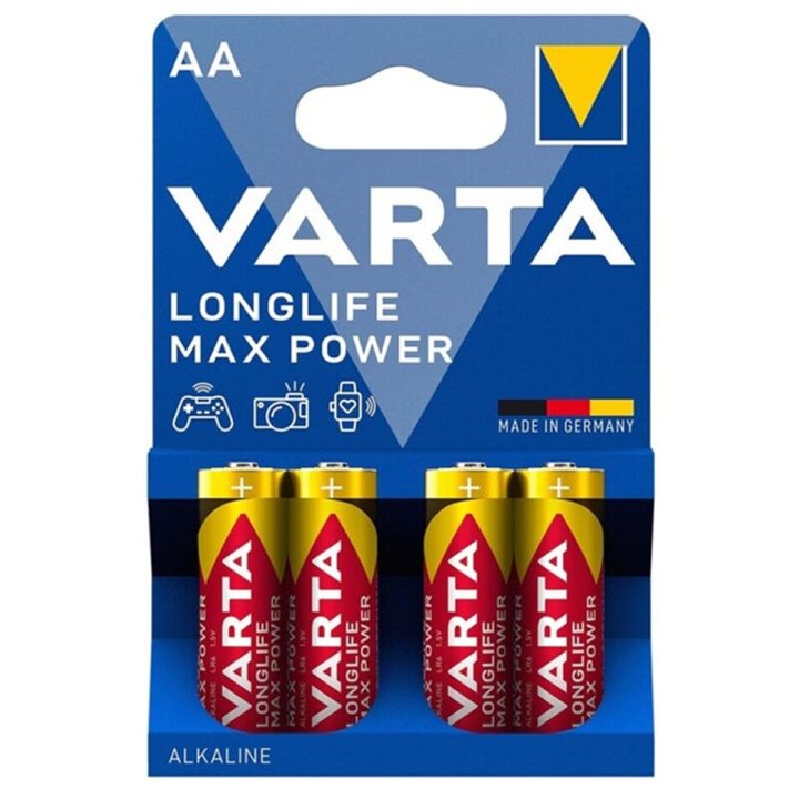 VARTA - MAX POWER ALKALINE BATTERY AA LR6 4 UNIT - D-231876 - Teknashop Ltd