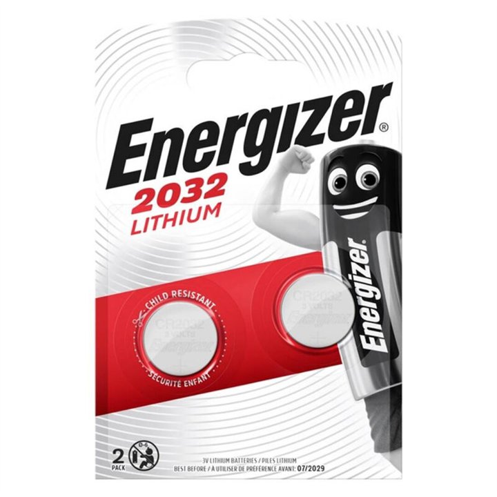 ENERGIZER - BATTERY LITHIUM BUTTON CR2032 3V 2 UNIT - D-233538 - Teknashop Ltd