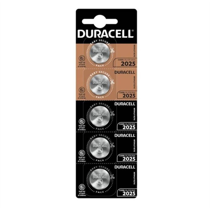 DURACELL - BUTTON BATTERY LITIO CR2025 3V 5 UNIT - D-233547 - Teknashop Ltd