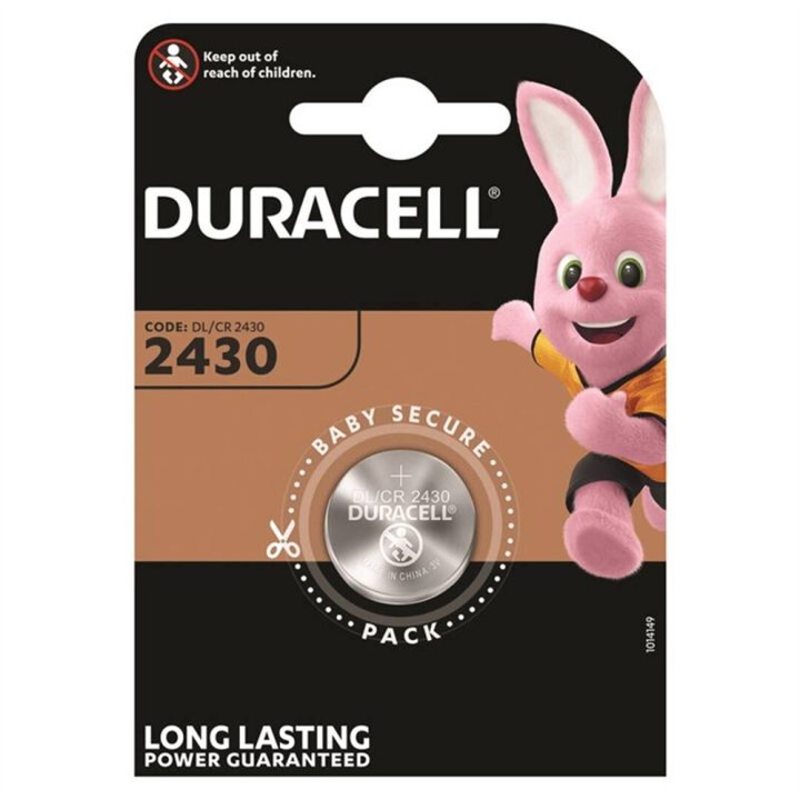 DURACELL - BUTTON BATTERY LITIO CR2430 3V 1 UNIT - D-233550 - Teknashop Ltd