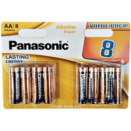 PANASONIC - BRONZE ALKALINE AA BATTERY LR6 BLISTER*8 - D-242536 - Teknashop Ltd