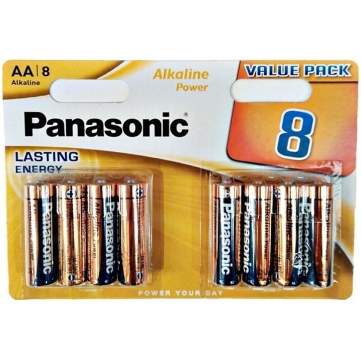 PANASONIC - BRONZE ALKALINE AA BATTERY LR6 BLISTER*8 - D-242536 - Teknashop Ltd