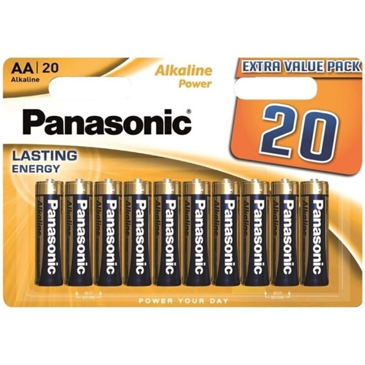 PANASONIC - BRONZE ALKALINE AA BATTERY LR6 BLISTER*20 - D-242538 - Teknashop Ltd