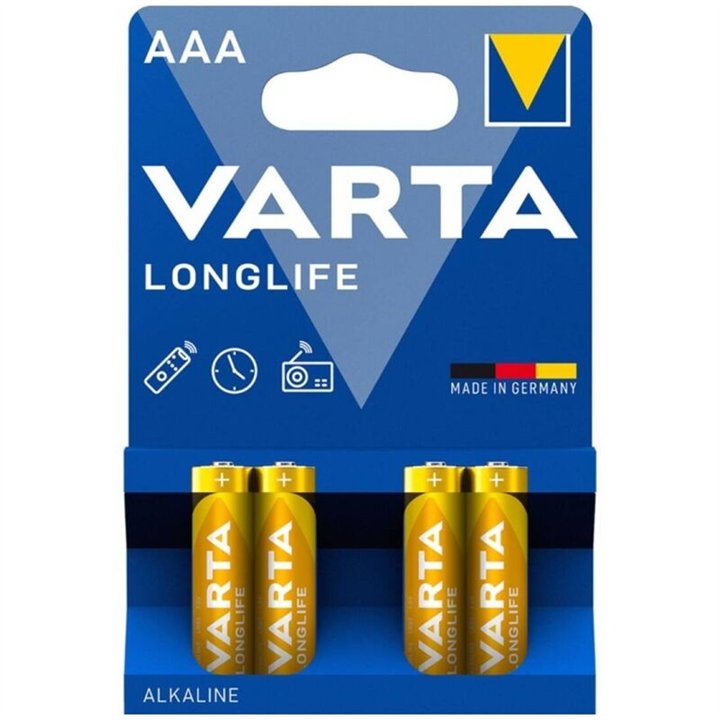 VARTA - LONGLIFE ALKALINE AAA BATTERY LR03 BLISTER*4 - D-242553 - Teknashop Ltd