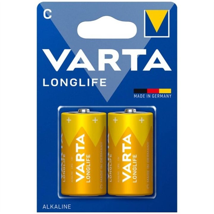 VARTA - LONGLIFE ALKALINE BATTERY C LR14 BLISTER*2 - D-242554 - Teknashop Ltd