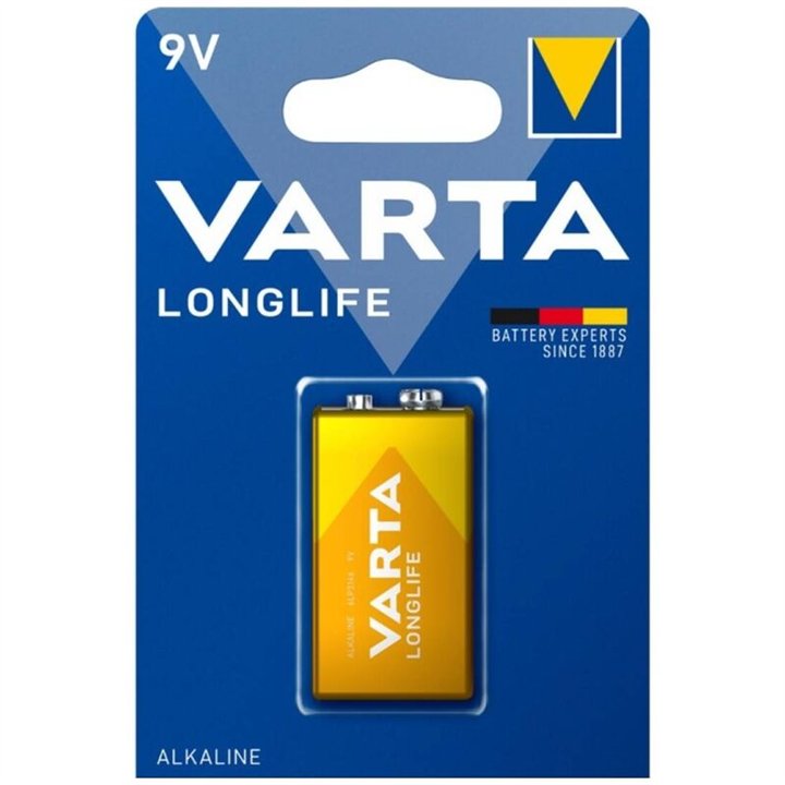 VARTA - LONGLIFE ALKALINE BATTERY 9V LR61 BLISTER*1 - D-242555 - Teknashop Ltd