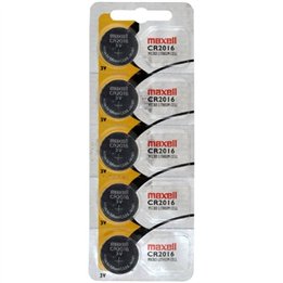 MAXELL - CR2016 3V LITHIUM BUTTON CELL BLISTER*5 - D-242562 - Teknashop Ltd