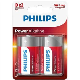 PHILIPS - POWER ALKALINE BATTERY D LR20 BLISTER*2 - D-242566 - Teknashop Ltd