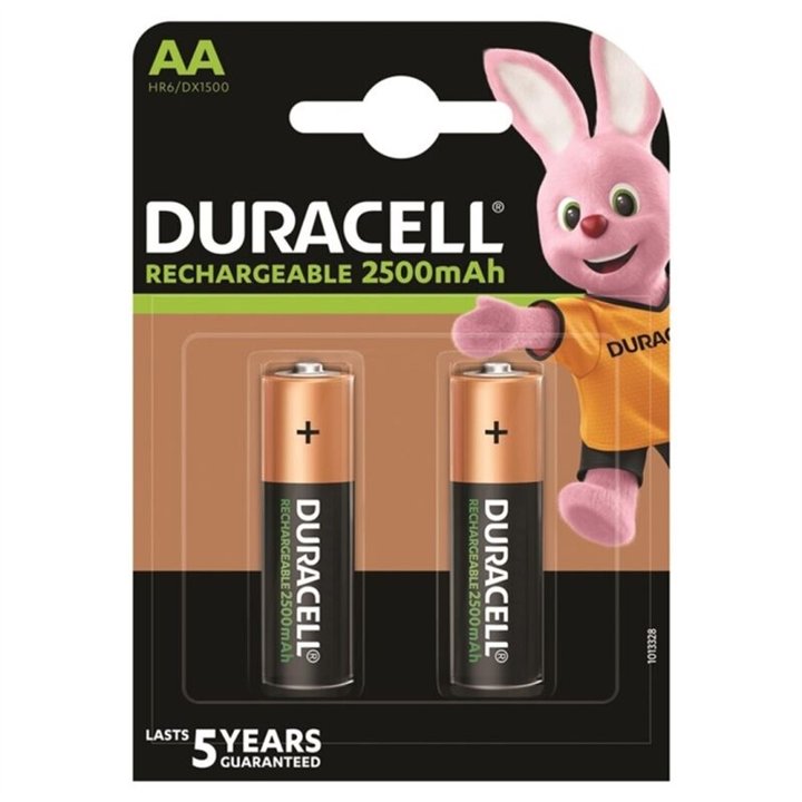 DURACELL - RECHARGEABLE BATTERY HR6 AA 2500mAh 2 UNIT - D-230391 - Teknashop Ltd