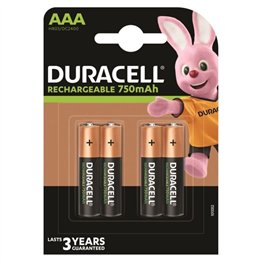 DURACELL - RECHARGEABLE BATTERY HR03 AAA 750mAh 4 UNIT - D-230393