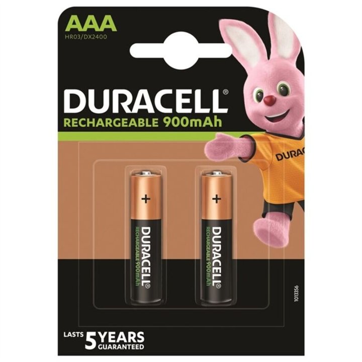 DURACELL - RECHARGEABLE BATTERY HR03 AAA 900mAh 2 UNIT - D-230451 - Teknashop Ltd