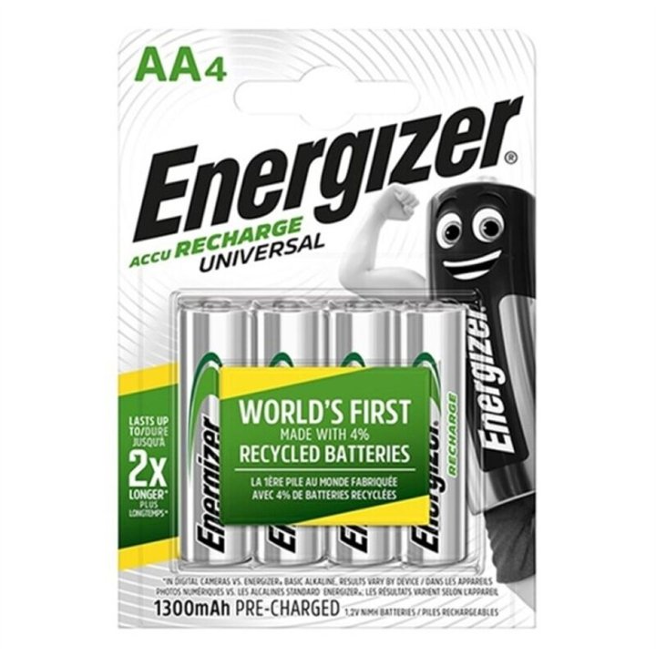 ENERGIZER - UNIVERSAL RECHARGEABLE BATTERY HR6 AA 1300mAh 4 UNIT - D-230461 - Teknashop Ltd